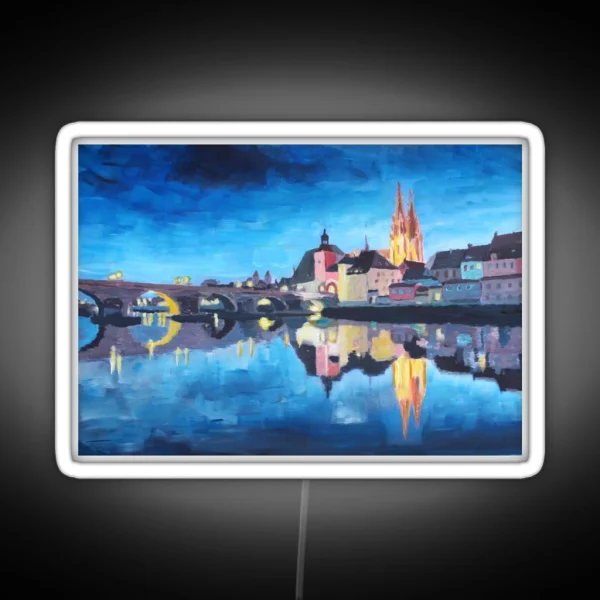 Regensburg Reflections At Dawn RGB Neon Sign