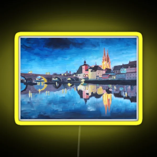 Regensburg Reflections At Dawn RGB Neon Sign