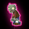 Neon illuminated LED sign featuring iconic Plant's regular zombie character.