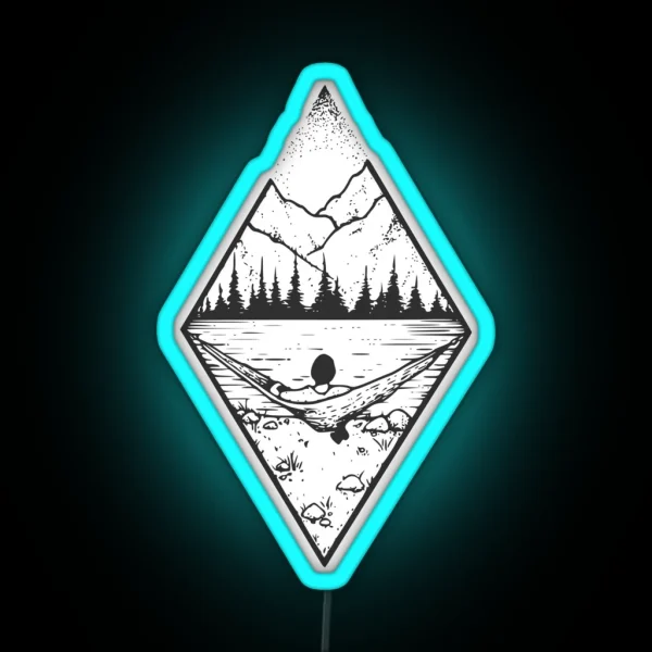 Relaxing Landscape With Geometric Mountains RGB Neon Sign