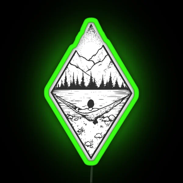 Relaxing Landscape With Geometric Mountains RGB Neon Sign