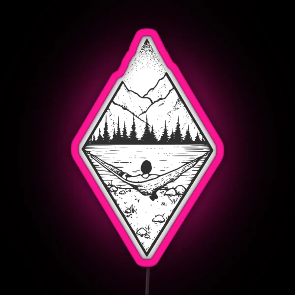 Relaxing Landscape With Geometric Mountains RGB Neon Sign