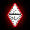 Calming geometric mountain landscape in vibrant RGB neon lighting glow.
