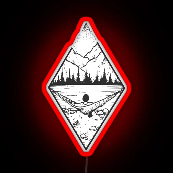 Relaxing Landscape With Geometric Mountains RGB Neon Sign