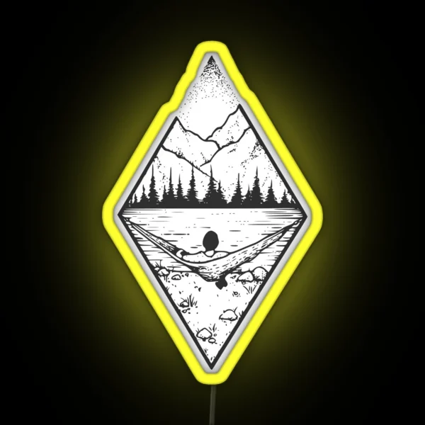Relaxing Landscape With Geometric Mountains RGB Neon Sign