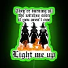 Vibrant Neon Sign with Witch-Themed RGB Illumination and Bold Letters