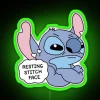 RGB Neon Sign Decorative Resting Stitch Face Wall Art Accent