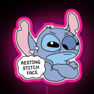 Resting Stitch Face RGB Neon Sign