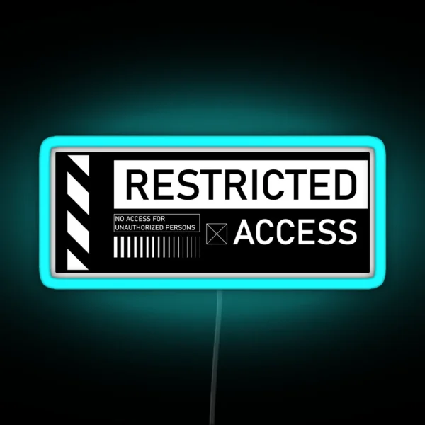 Restricted Access No Entry Decal RGB Neon Sign