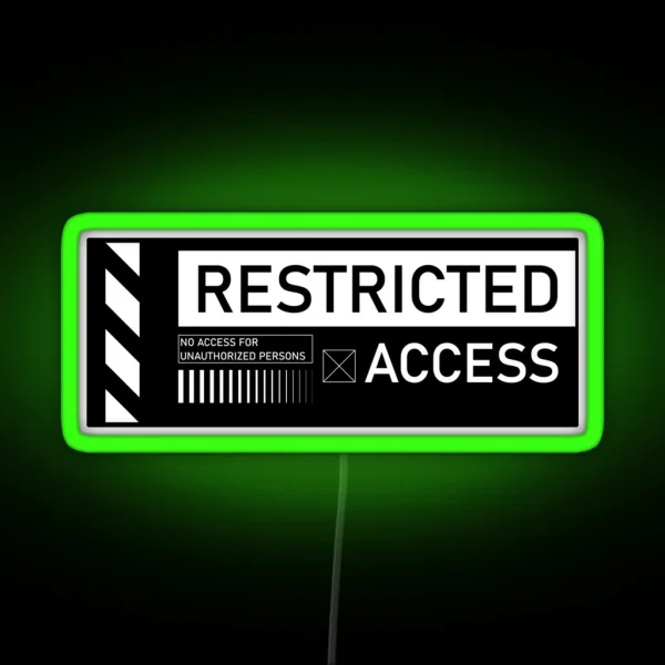 Restricted Access No Entry Decal RGB Neon Sign