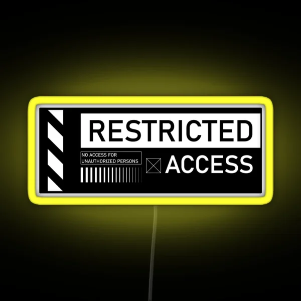 Restricted Access No Entry Decal RGB Neon Sign