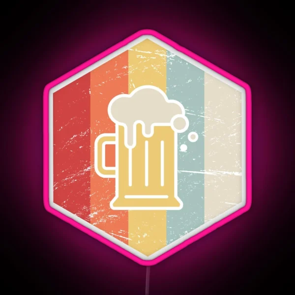 Retro 70s Homebrew Craft Beer Icon RGB Neon Sign