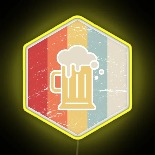Retro 70s Homebrew Craft Beer Icon RGB Neon Sign