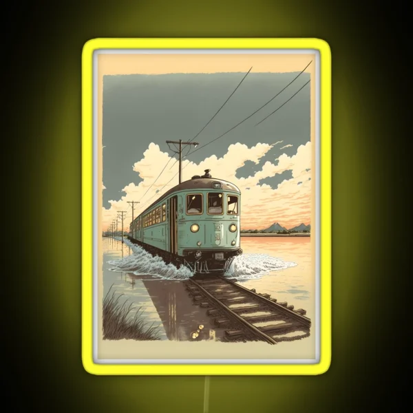 Retro Anime Style Old Japanese Train RGB Neon Sign
