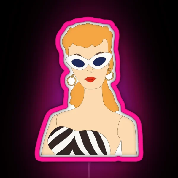 Retro Black And White Doll Vintage RGB Neon Sign