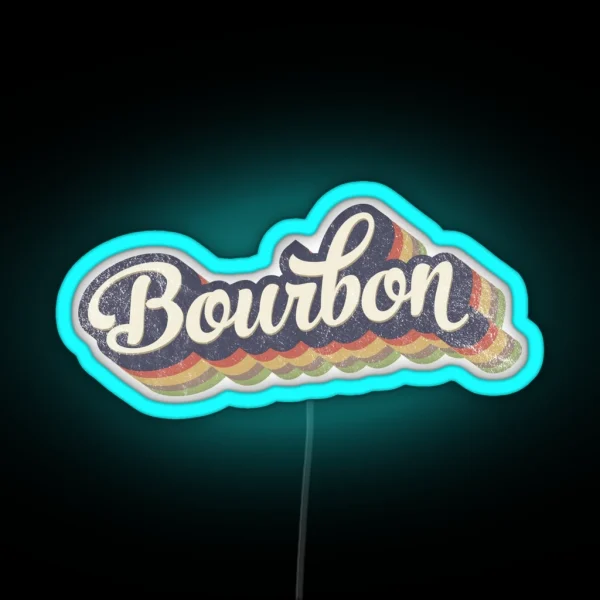 Retro Bourbon Logo Art RGB Neon Sign