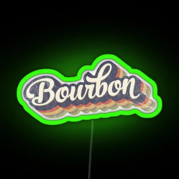 Retro Bourbon Logo Art RGB Neon Sign