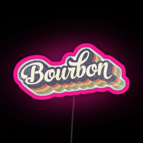 Retro Bourbon Logo Art RGB Neon Sign