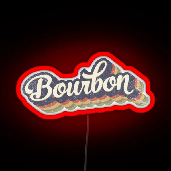Retro Bourbon Logo Art RGB Neon Sign