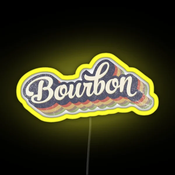 Retro Bourbon Logo Art RGB Neon Sign