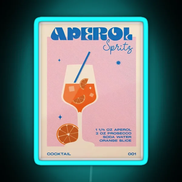 Retro Cocktail Aperol Spritz Unframed RGB Neon Sign