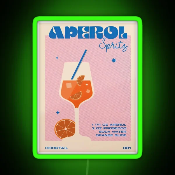 Retro Cocktail Aperol Spritz Unframed RGB Neon Sign