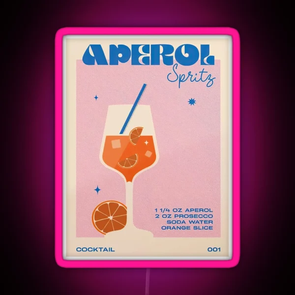 Retro Cocktail Aperol Spritz Unframed RGB Neon Sign