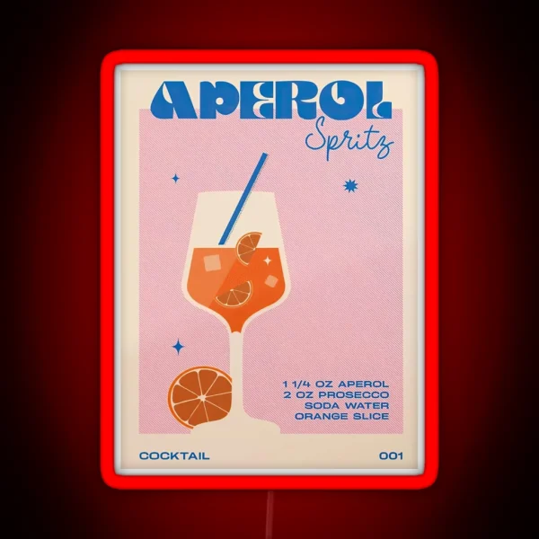 Retro Cocktail Aperol Spritz Unframed RGB Neon Sign