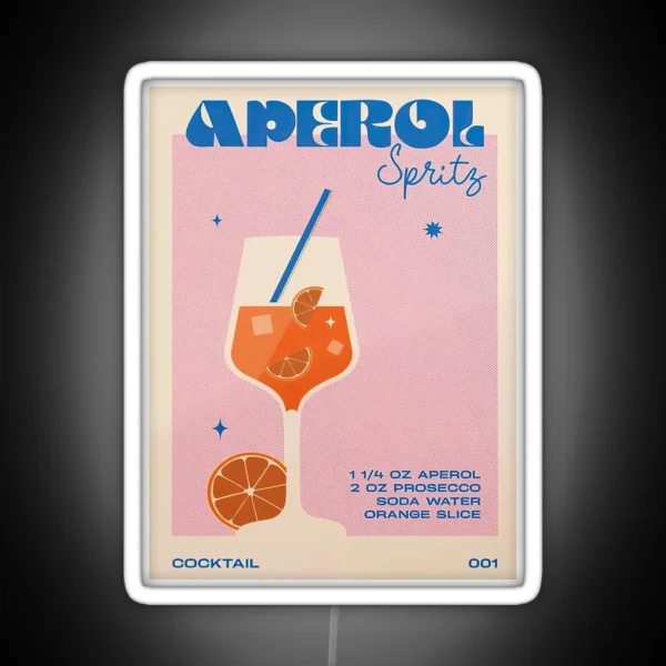 Retro Cocktail Aperol Spritz Unframed RGB Neon Sign
