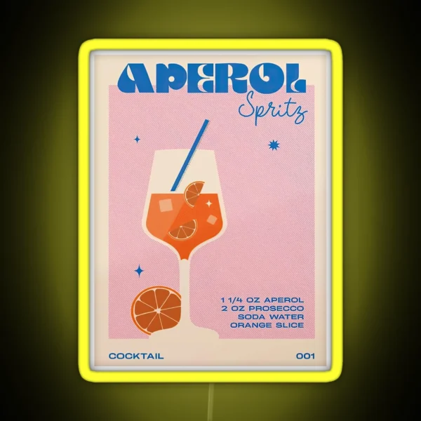 Retro Cocktail Aperol Spritz Unframed RGB Neon Sign