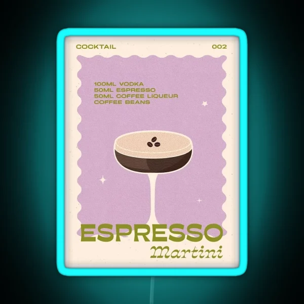 Retro Cocktail Espresso Martini Unframed RGB Neon Sign