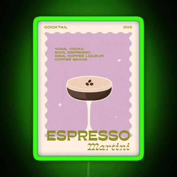 Retro Cocktail Espresso Martini Unframed RGB Neon Sign