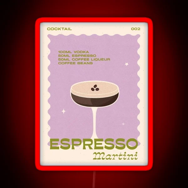 Retro Cocktail Espresso Martini Unframed RGB Neon Sign