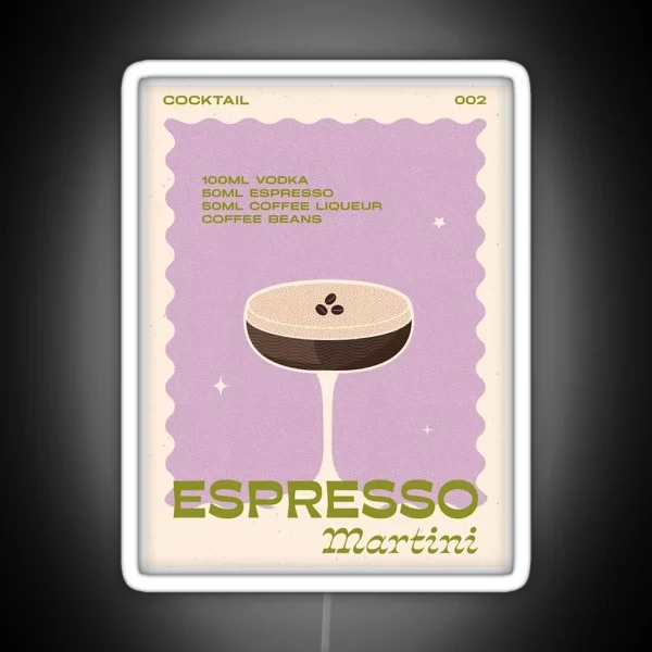 Retro Cocktail Espresso Martini Unframed RGB Neon Sign