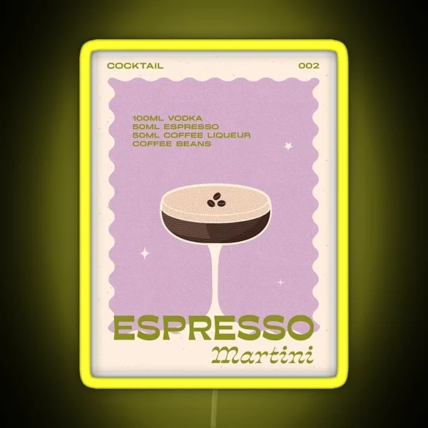 Retro Cocktail Espresso Martini Unframed RGB Neon Sign