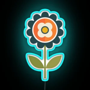 Retro Daisy Orange And Cream RGB Neon Sign