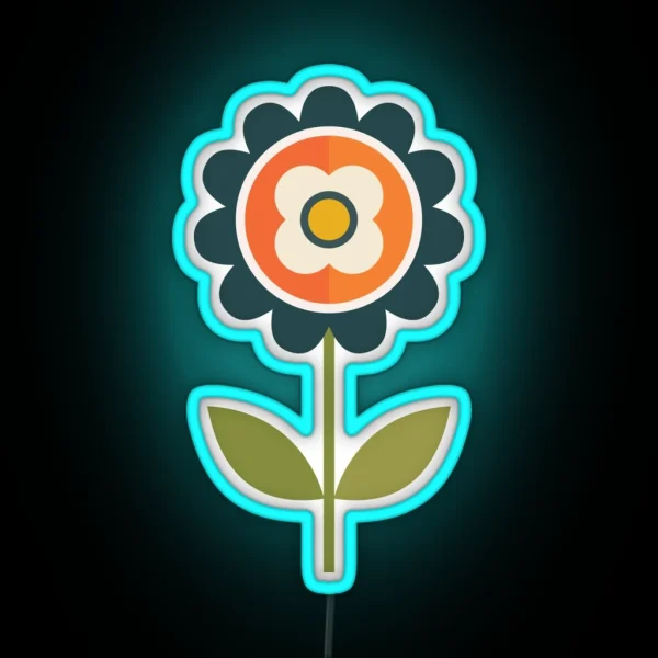 Retro Daisy Orange And Cream RGB Neon Sign