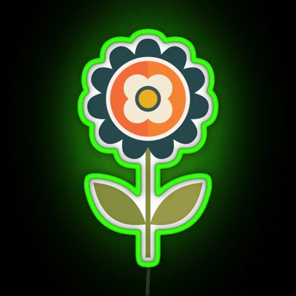 Retro Daisy Orange And Cream RGB Neon Sign