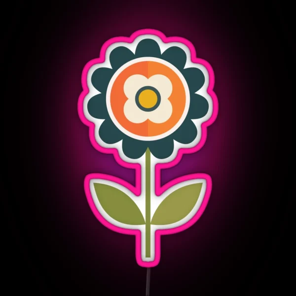 Retro Daisy Orange And Cream RGB Neon Sign