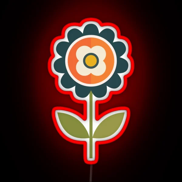 Retro Daisy Orange And Cream RGB Neon Sign