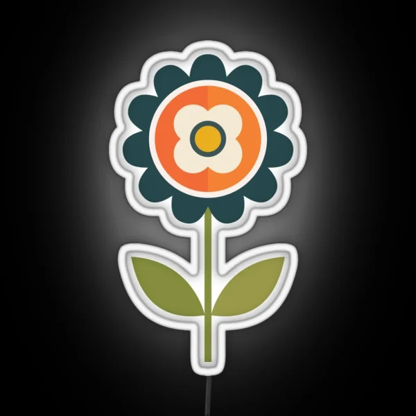 Retro Daisy Orange And Cream RGB Neon Sign