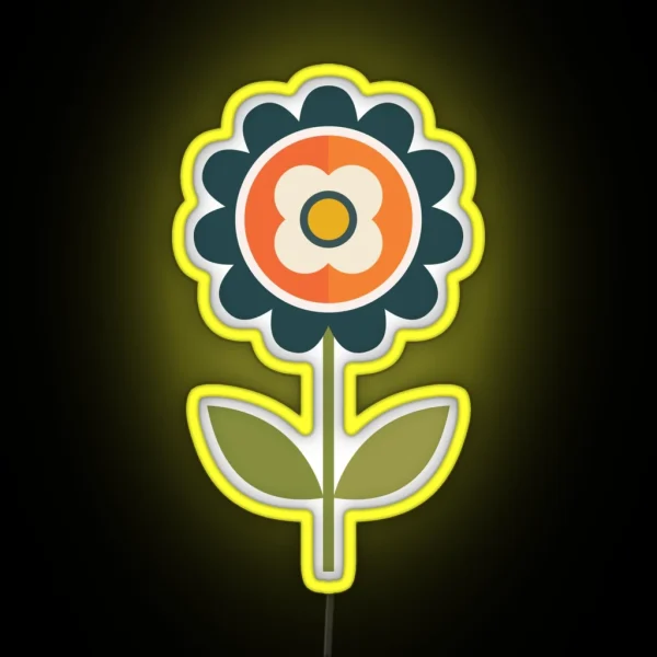 Retro Daisy Orange And Cream RGB Neon Sign