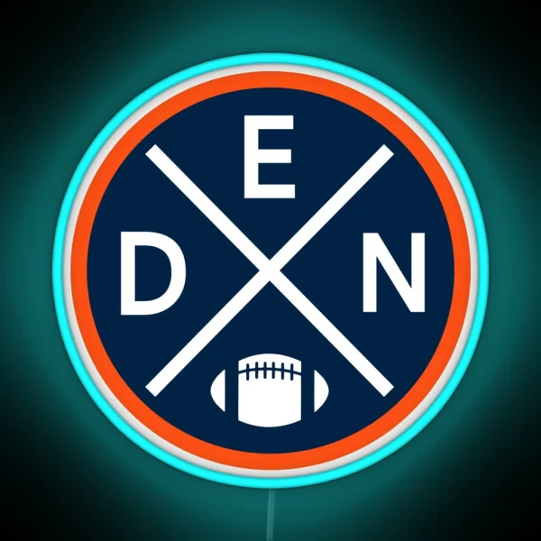 Retro Denver Football Emblem Vintage DEN RGB Neon Sign