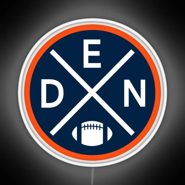 Retro Denver Football Emblem Vintage DEN RGB Neon Sign