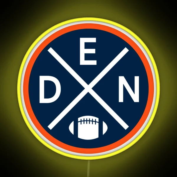 Retro Denver Football Emblem Vintage DEN RGB Neon Sign
