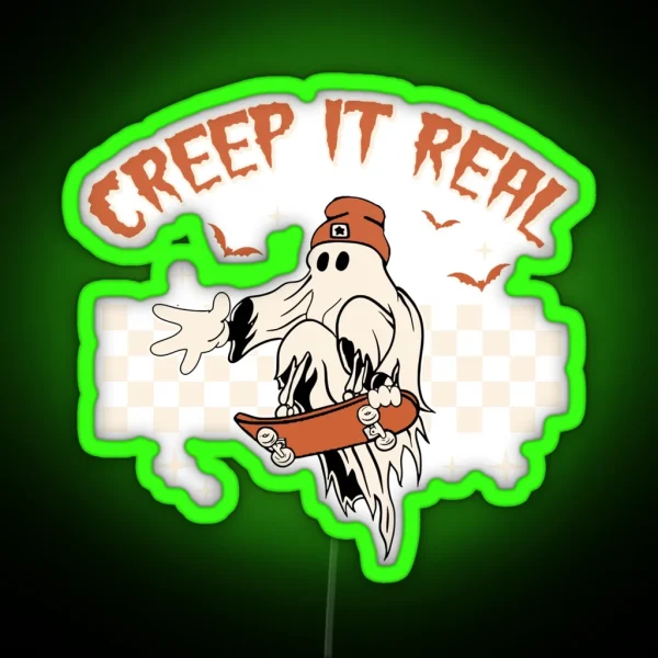 Retro Halloween Creep It Real Graphic RGB Neon Sign