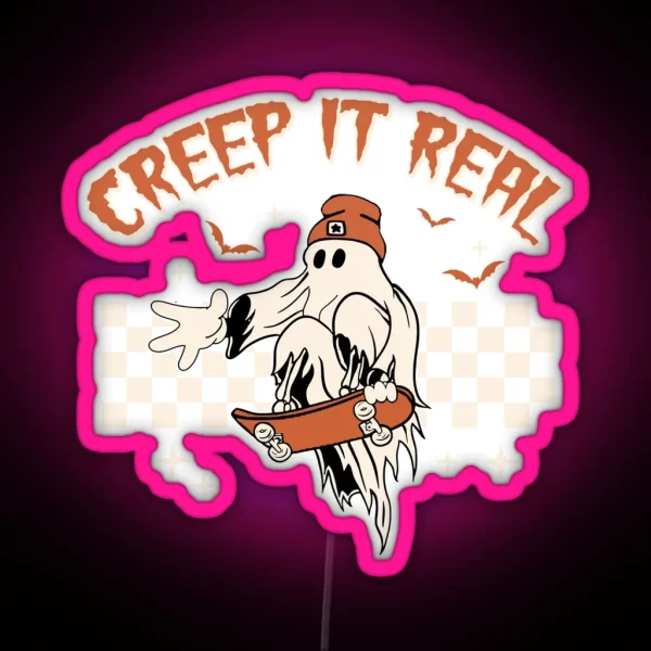 Retro Halloween Creep It Real Graphic RGB Neon Sign