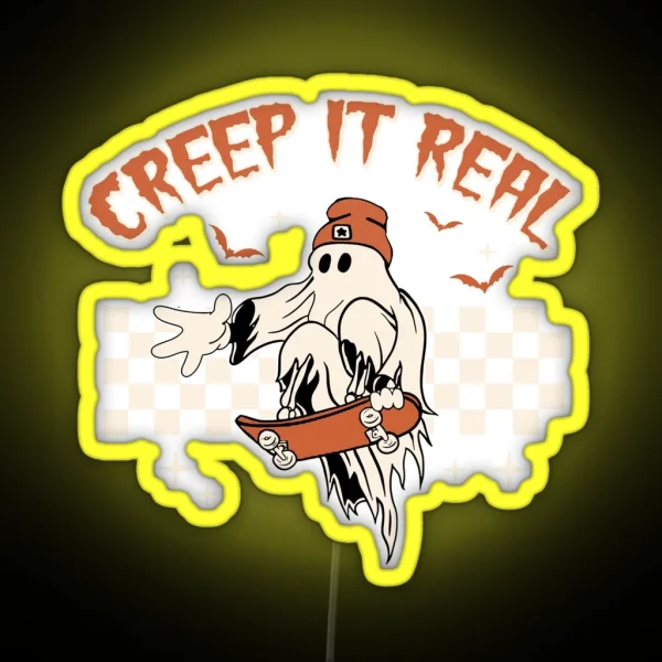 Retro Halloween Creep It Real Graphic RGB Neon Sign