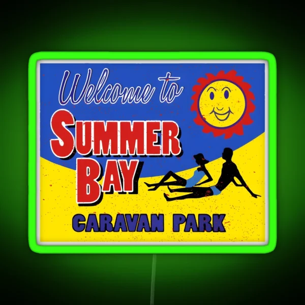 Retro Home And Away Summer Bay Caravan Park Classic RGB Neon Sign