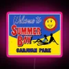 Retro-style summer bay caravan park themed classic rgb neon lighting